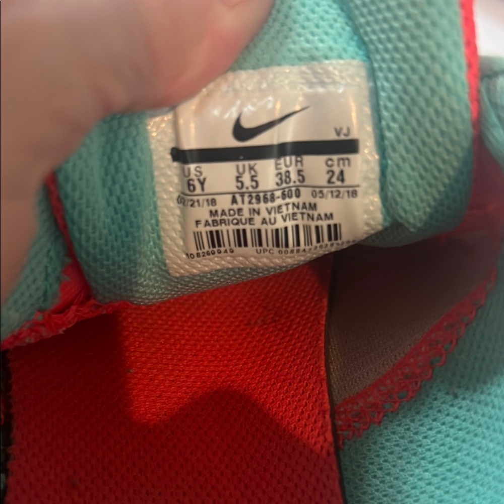 Nike Downshifter 8 Red and Orange Sneakers with Teal Laces - Picture 5 of 6